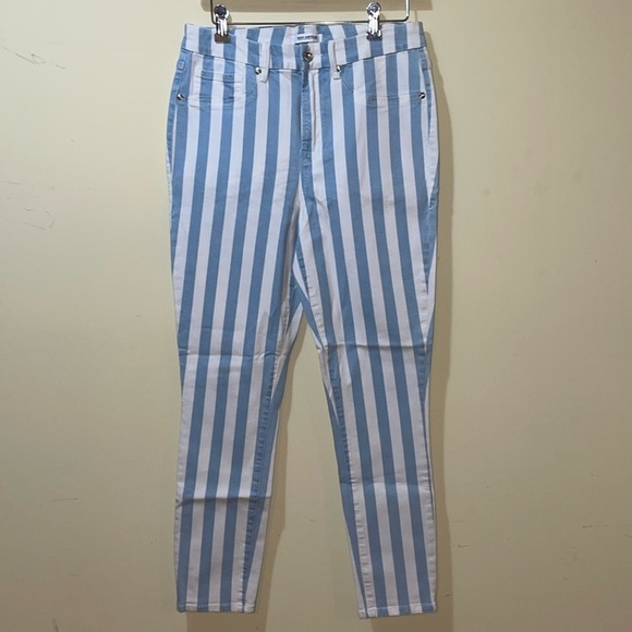 Good American Denim - Womens Good American Good Legs Crop Stripe High Rise Ankle Jeans